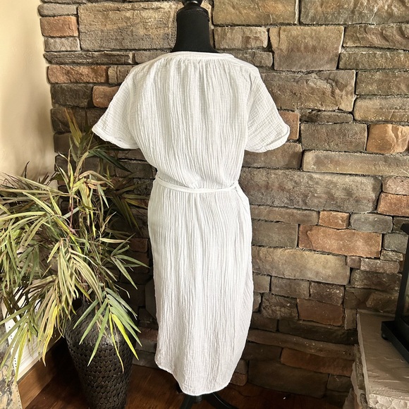 Michael Stars Cecily Crinkle Gauze Collared Dress With Belt | Size S - Picture 3 of 7